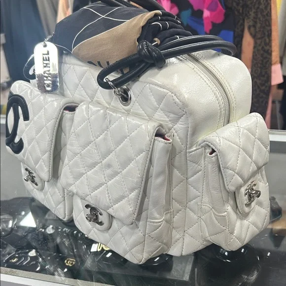 Chanel White and Black Quilted Backpack (Authentic!) - Picture 2 of 9